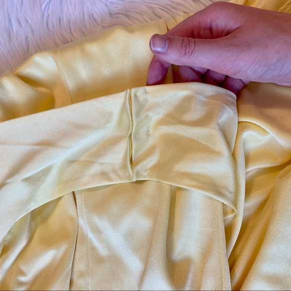 VTG 70’s Handmade Yellow Satin Full Length Dress - Picture 9 of 12